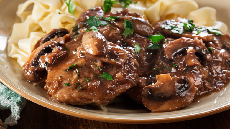 chicken Marsala with pasta