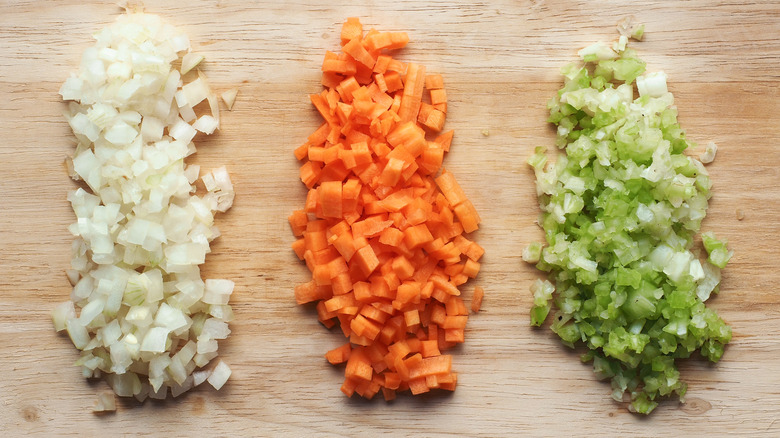 Diced onion, carrot and celery