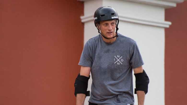 Tony Hawk wearing helmet