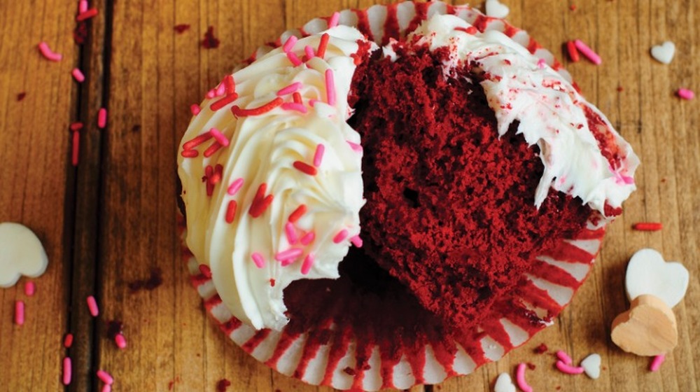 Red velvet cupcake made with beans