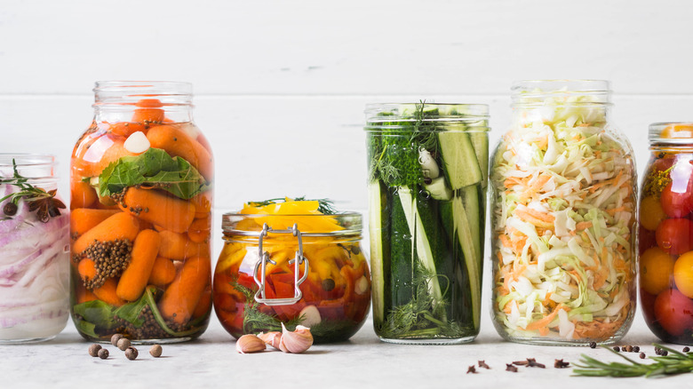 Pickled vegetables in a jar