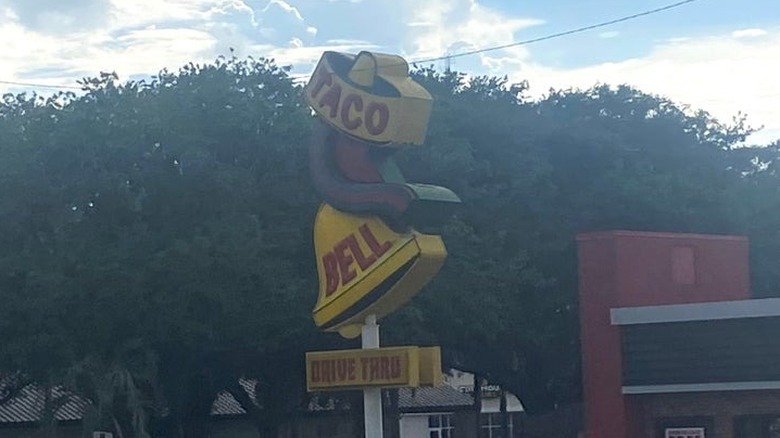 An original Taco Bell sign outside