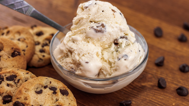 Bowl of cookie dough ice cream 