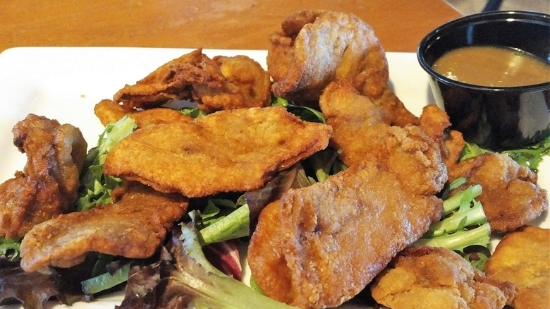 Rocky Mountain Oysters on a white plate