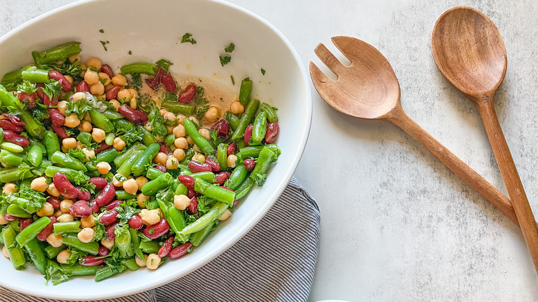 three bean salad being served