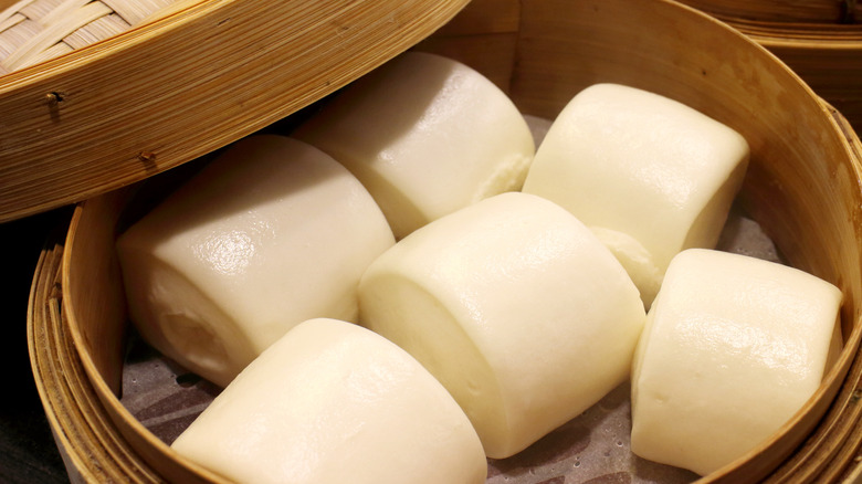 Mantou steamed buns in basket