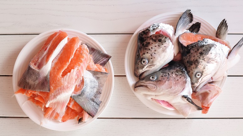 Fish heads ready for cooking