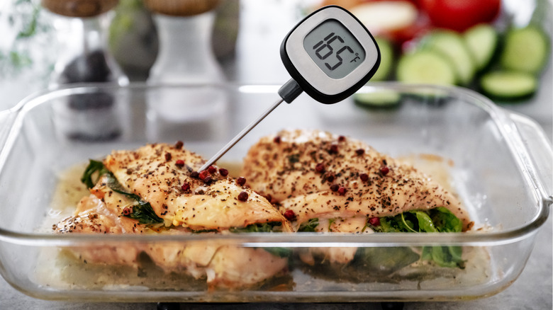 Chicken with meat thermometer