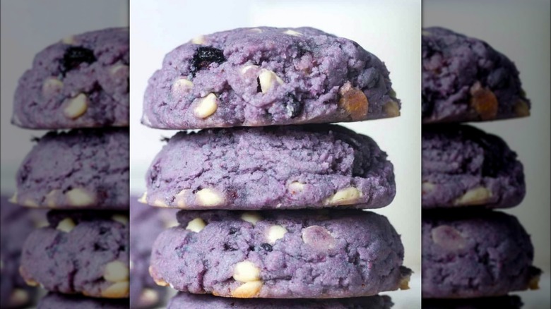 Stack of blueberry cookies