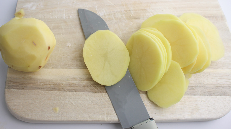 prepping potatoes for giant fries