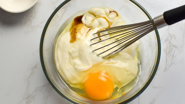 whisking custard filling