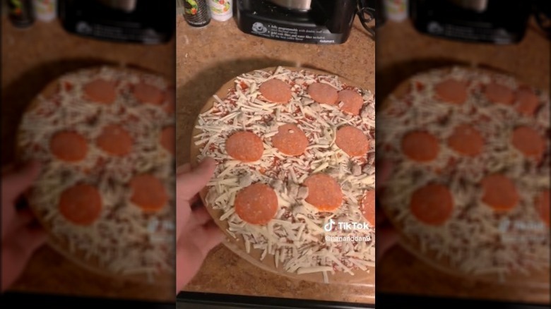 frozen pizza with cardboard crust