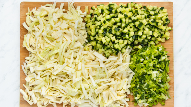 greens on cutting board 