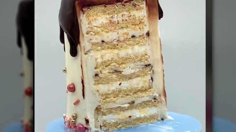 A cake made of Zebra Cakes