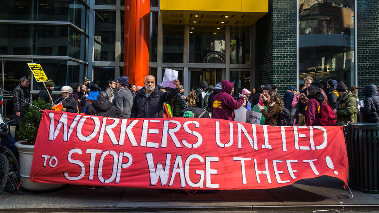 Workers Against Wage Theft protest Gov. Cuomo for falling to act on Wage Theft problem that steals $1Billion in wages from workers each year.