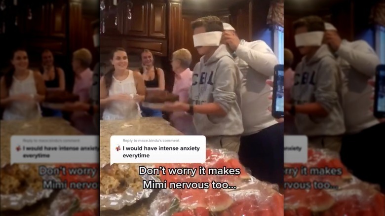 Family flipping cakes on TikTok