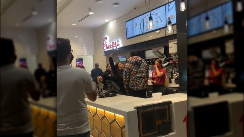 confrontation with male 'karen' at chick-fil-a