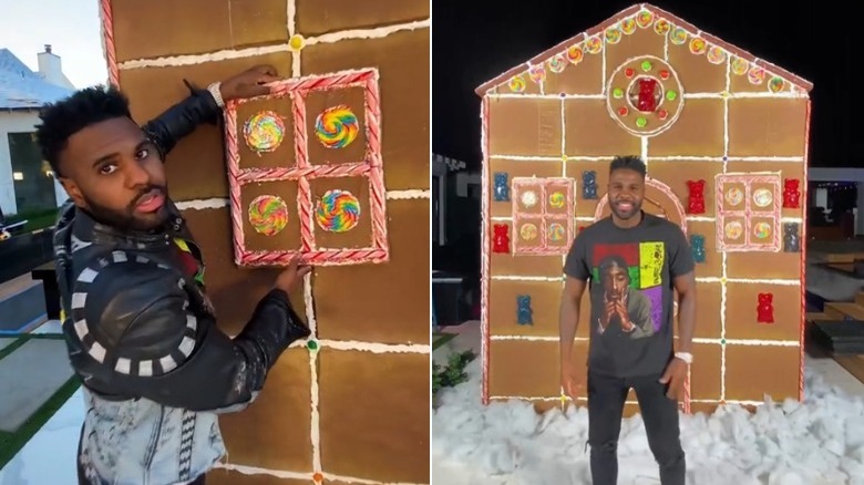 Jason Derulo with gingerbread house