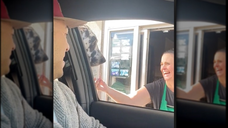 barista and dog