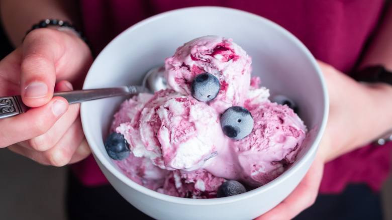 Bowl of homemade ice cream