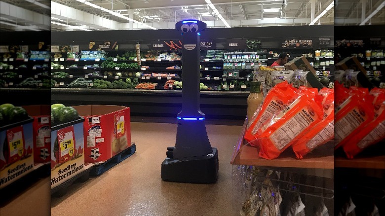 Marty the robot in a Stop & Shop produce section