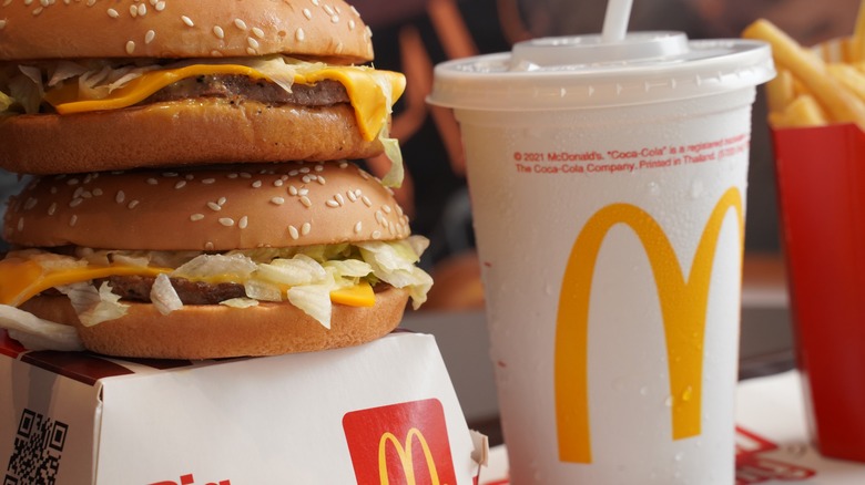 McDonald's burgers, drink, and fries