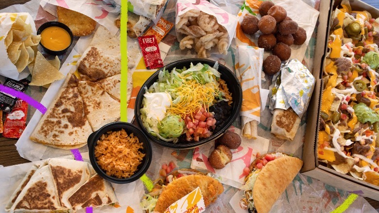 An assortment of food from Taco Bell