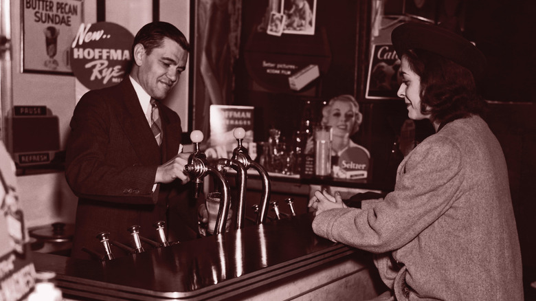 Soda fountain in the mid 20th century