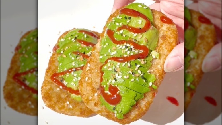 Hash brown avocado toast on TikTok