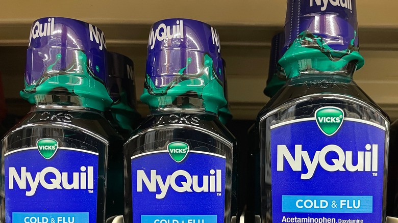 NyQuil bottles on a shelf
