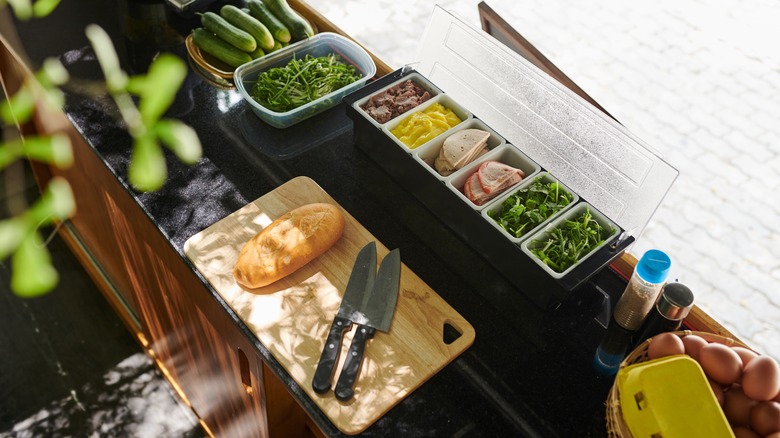 Sandwich station on countertop