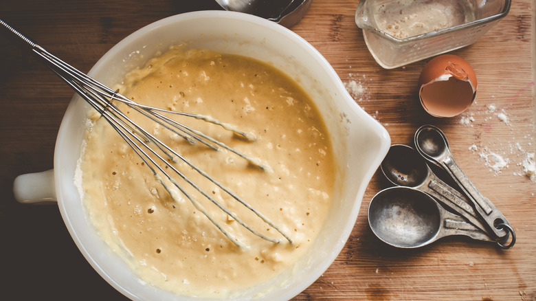 mixing pancake batter