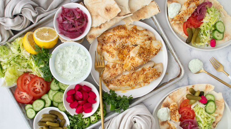 fish pita bread and toppings