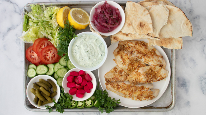 fish pita bread and toppings