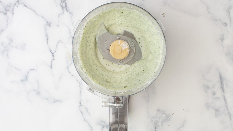 green sauce in food processor