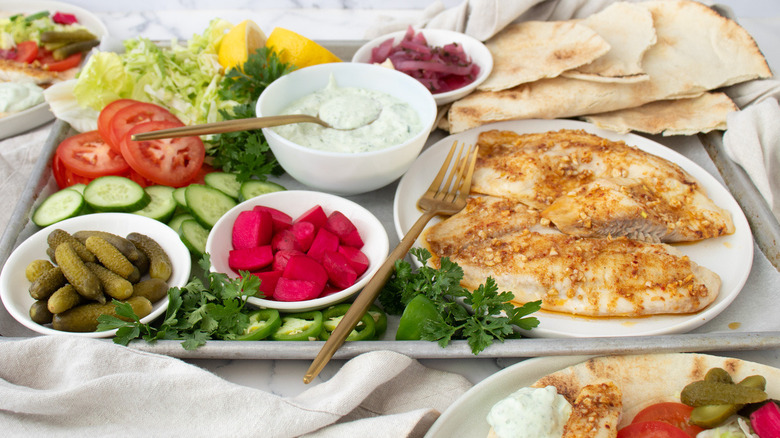 fish pita bread and toppings