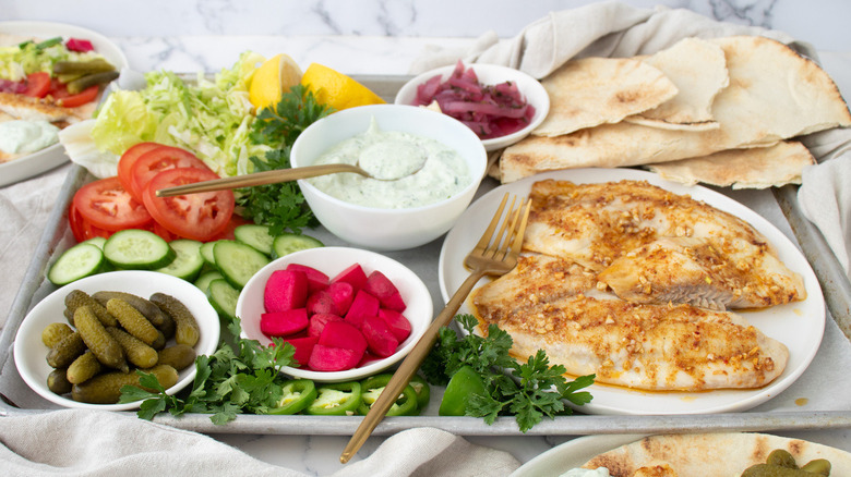 fish pita bread and toppings