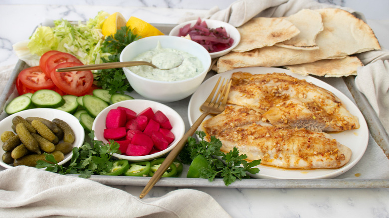 fish pita bread and toppings