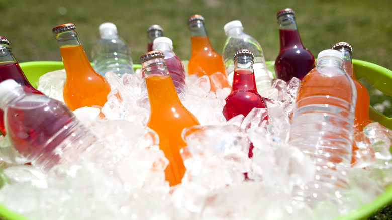 bottled beverages in cooler