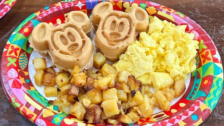 breakfast foods with Mickey waffles