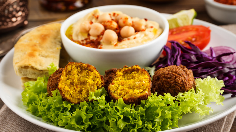 healthy falafel salad appetizer platter