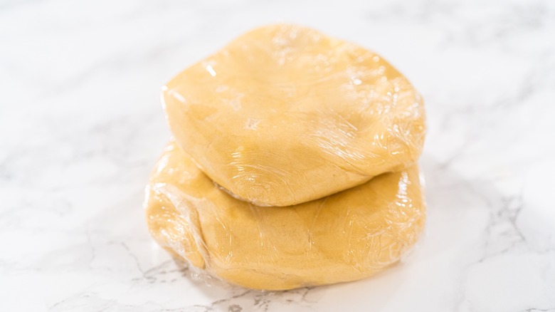 plastic wrapped pie dough