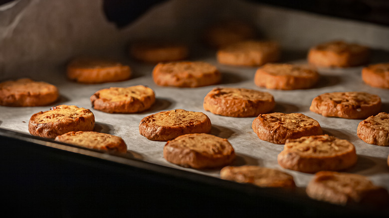 cookies baking in oven