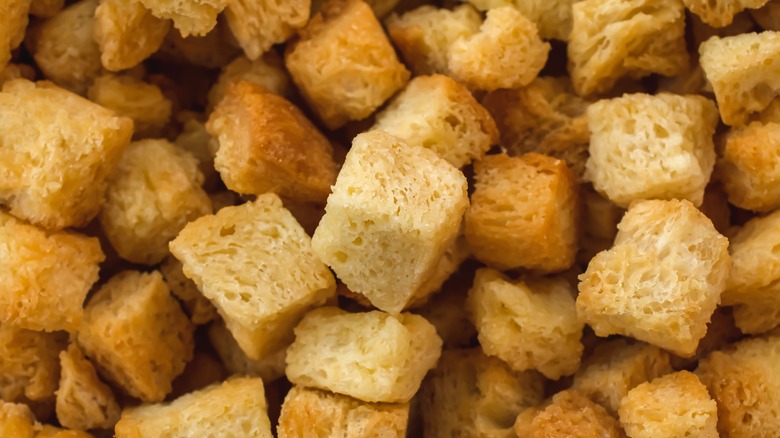 Croutons close up