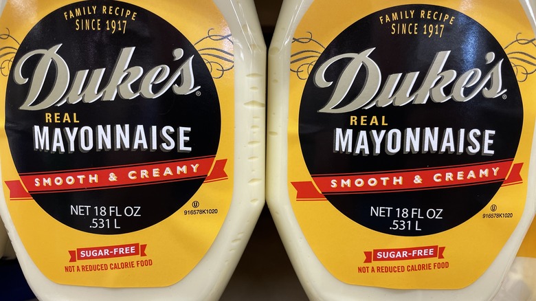 two bottles of Duke's Mayonnaise