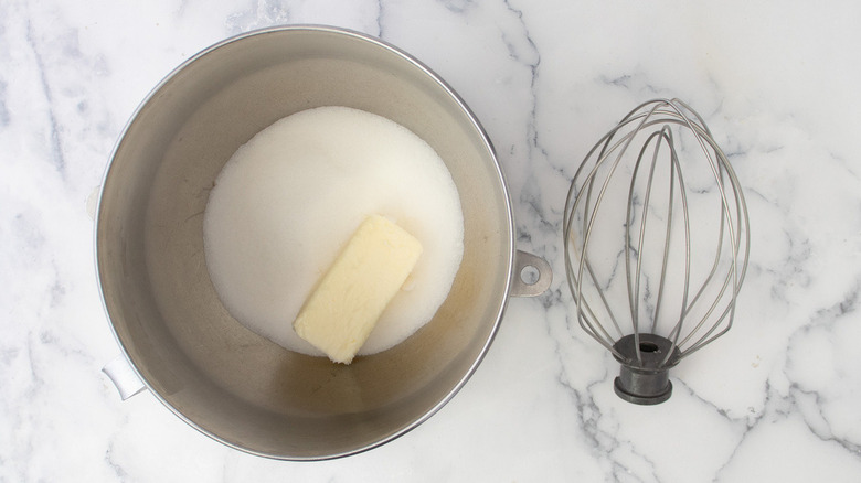 butter and sugar in bowl