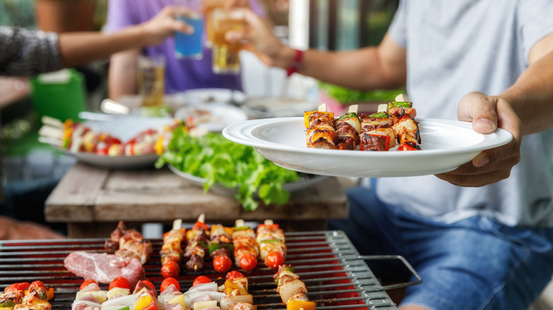 Kebabs on a white plate