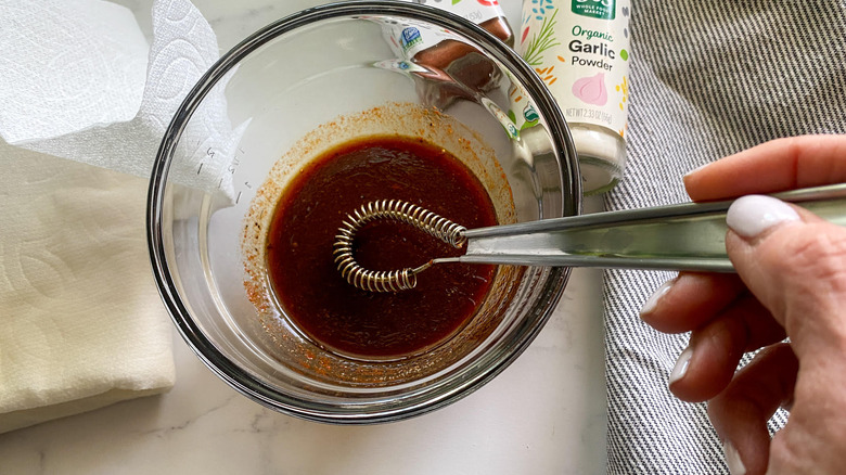 tofu bacon sauce in bowl 