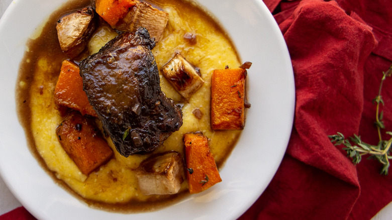 beef short rib on polenta