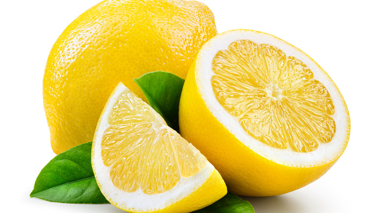 Lemon sliced on white background